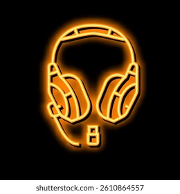 headset wireless video game neon light sign vector. headset wireless video game illustration