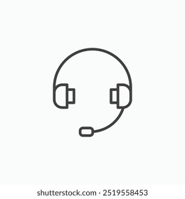 Headsetline in Thin line black color. flat simple vector symbols illustration.