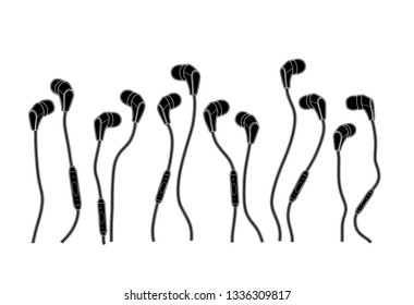 Headsets earphones. Vector sketch and tech draw