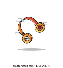 Auriculares Diseño de vectores Ilustraciones Estilo de caricatura Página de aterrizaje Web, Banner, Volante, Pegatina, Papel de fondo