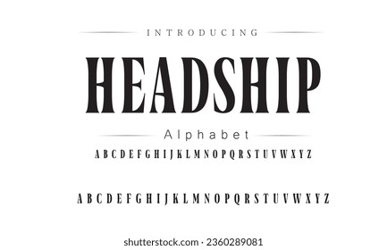 Headship Font. Alphabet. Script. Typeface. Label .Vintage typeface. For labels and different type designs