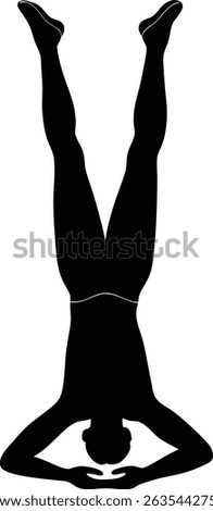 Headstand yoga pose silhouette vector illustration design