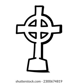 Headstone hand drawn icon, editable vector  