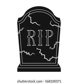 Headstone icon in black style isolated on white background. Funeral ceremony symbol stock vector illustration.