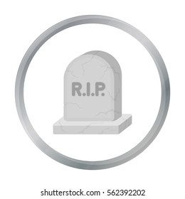 Headstone icon in cartoon style isolated on white background. Black and white magic symbol stock vector illustration.