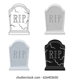 Headstone icon in cartoon style isolated on white background. Funeral ceremony symbol stock vector illustration.
