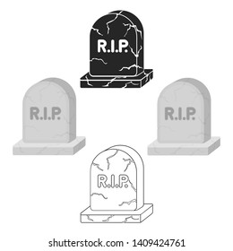Headstone icon in cartoon,black style isolated on white background. Black and white magic symbol stock vector illustration.