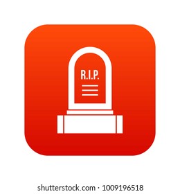 Headstone Icon Digital Red For Any Design Isolated On White Vector Illustration