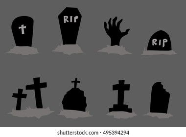 headstone icon element set for Halloween. vector illustration