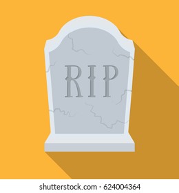 Headstone icon in flat style isolated on white background. Funeral ceremony symbol stock vector illustration.