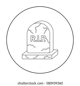 Headstone icon in outline style isolated on white background. Black and white magic symbol stock vector illustration.