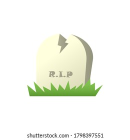 Headstone isolated icon on white background. Vector flat cartoon illustration.