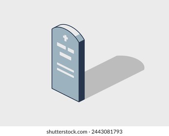 Headstone isometric vector illustration with shadow