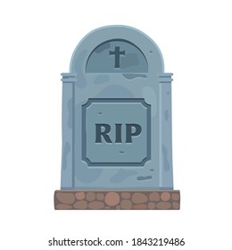 The headstone is made of stone and looks very old. Icon. Vector illustration