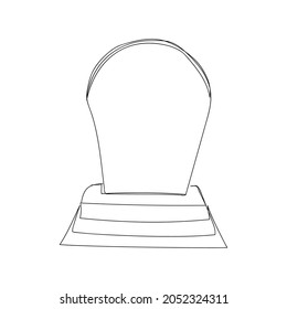 Headstone On Cemetary One Line Art. Continuous Line Drawing Of Grave, Death, Memorial Day, Halloween. Hand Drawn Vector Illustration.