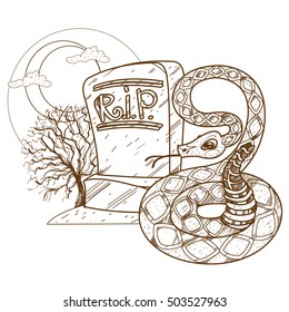 Headstone. Rest in peace. Design gaming applications, game background, theatrical scenery.