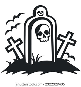 Headstone silhouette with crosses. happy halloween. EPS 10