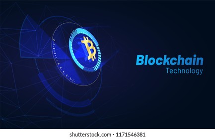 Head-up display van een bitcoin trading platform, cryptocurrency exchange platform concept. 