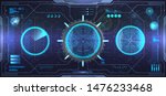 Head-up display design interface. HUD Virtual reality cockpit helmet. View from the sci-fi helmet. Futuristic user interface GUI, HUD. View from the cockpit spaceship. Full Color Vector illustration