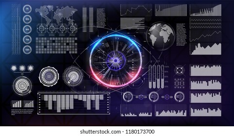 Head-up display elements for the web and app. Virtual Technology Background. Futuristic user interface. Game Design.  Vector illustration HUD background outer space.