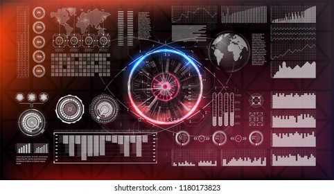Head-up display elements for the web and app. Virtual Technology Background. Futuristic user interface. Game Design.  Vector illustration HUD background outer space.