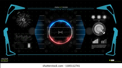 Head-up display elements for the web and app. Virtual Technology Background. Futuristic user interface. Game Design.  Vector illustration HUD background outer space.