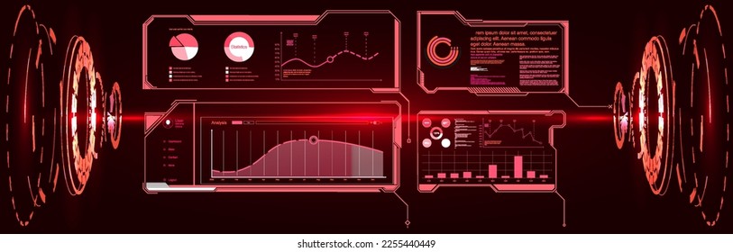 Head-up display elements for the web and app. Futuristic user interface. set of black and white infographic elements.