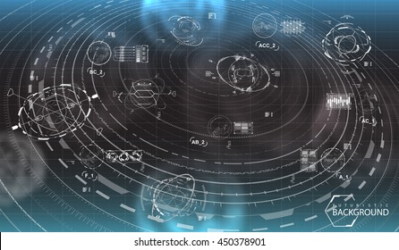 Head-up display elements for the web and app. Futuristic backgroung with user interface. Virtual graphic.