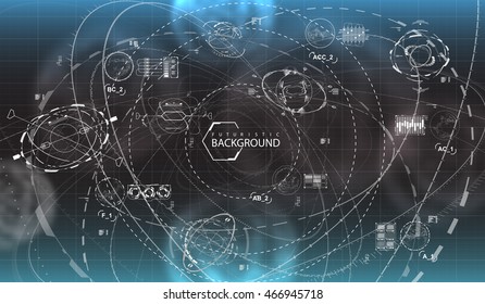Head-up display elements for the web and app. Futuristic backgroung with user interface. Virtual graphic.