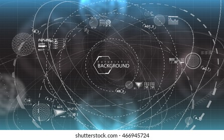 Head-up display elements for the web and app. Futuristic backgroung with user interface. Virtual graphic.