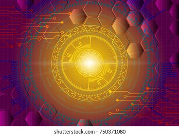 Head-up display. HUD UI interface with digital futuristic cyber security theme. Good for app and web. Sci-Fi Screen circle with internet technology interface background lines and numbers. Vector