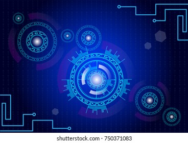 Head-up display. HUD UI interface with digital futuristic cyber security theme. Good for app and web. Sci-Fi Screen circle with internet technology interface background lines and numbers. Vector