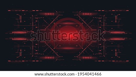 Head-up screen for games and apps. Abstract tech Space. Cyberpunk Sci-fi illustration. Futuristic abstract technology Template. Red Futuristic VR display. HUD interface backdrop. High tech frame.