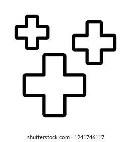 Heal, healing or regeneration symbol with crosses line art vector icon for games and apps