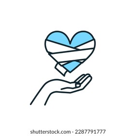 Curar el corazón. Curar un corazón herido. Ilustración vectorial del corazón.