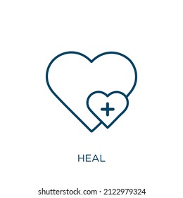 heal icon. Thin linear heal outline icon isolated on white background. Line vector heal sign, symbol for web and mobile