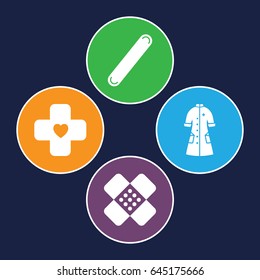 Heal icons set. set of 4 heal filled icons such as nurse gown