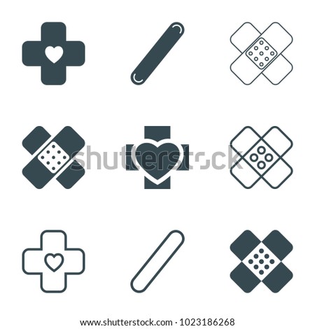 Heal icons. set of 9 editable filled and outline heal icons such as