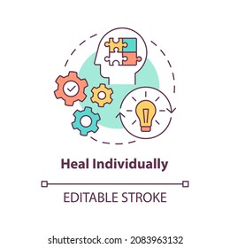 Heal individually concept icon. Maintain healthy mental state. Evaluate personal needs. Self analysis abstract idea thin line illustration. Vector isolated outline color drawing. Editable stroke
