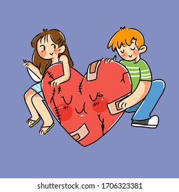 Healed Love Couple Relationship Concept Vector Illustration. Best for Print, Wallpaper, Asset