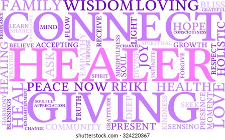Healer word cloud on a white background. 