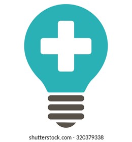 Healh Care Bulb vector icon. Style is bicolor flat symbol, grey and cyan colors, rounded angles, white background.