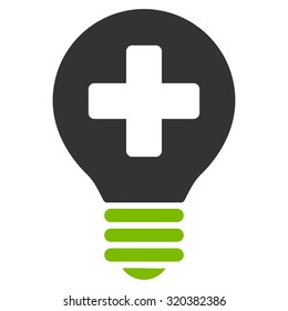 Healh Care Bulb vector icon. Style is bicolor flat symbol, eco green and gray colors, rounded angles, white background.