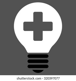 Healh Care Bulb vector icon. Style is bicolor flat symbol, black and white colors, rounded angles, gray background.