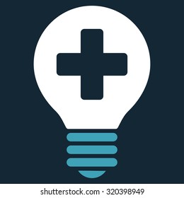 Healh Care Bulb vector icon. Style is bicolor flat symbol, blue and white colors, rounded angles, dark blue background.