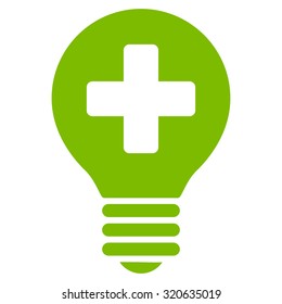 Healh Care Bulb vector icon. Style is flat symbol, eco green color, rounded angles, white background.