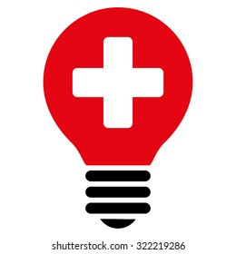 Healh Care Bulb vector icon. Style is bicolor flat symbol, intensive red and black colors, rounded angles, white background.