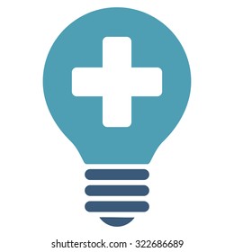 Healh Care Bulb vector icon. Style is bicolor flat symbol, cyan and blue colors, rounded angles, white background.