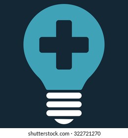 Healh Care Bulb vector icon. Style is bicolor flat symbol, blue and white colors, rounded angles, dark blue background.