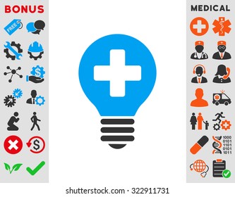 Healh Care Bulb vector icon. Style is bicolor flat symbol, blue and gray colors, rounded angles, white background.